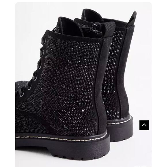 Betsey Johnson x torrid black rhinestone Hudson rocket combat boot 10 ww - Picture 2 of 15